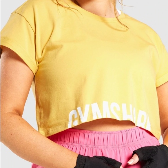 Gymshark Fraction Crop Top - Yellow - Picture 4 of 6